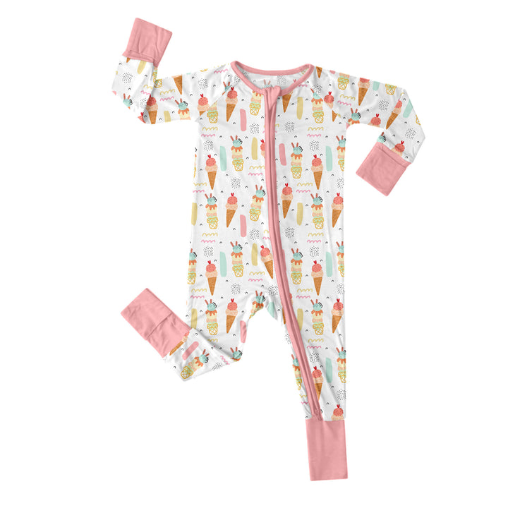 Pink Ice Cream Convertible Zippered Romper