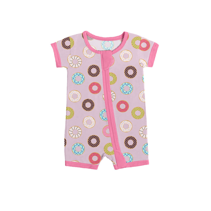 Pink Sweet Donuts Shorty Zippered Romper