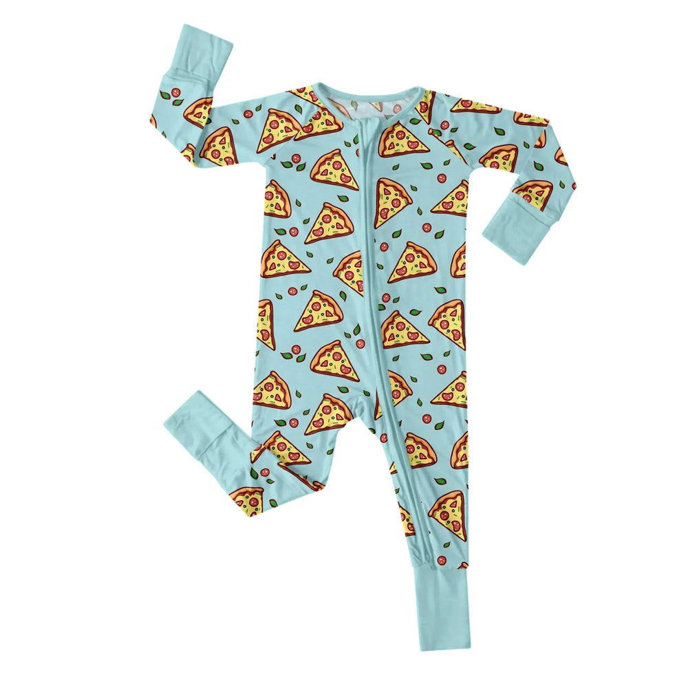 Pizza Doodle Convertible Zippered Romper , Pizza Doodle Convertible Zippered Romper - Newborn