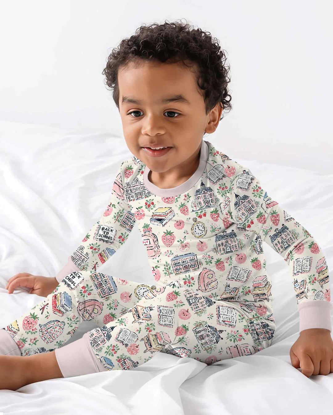 Coquette Strawberry School Days Bamboo Two Piece Long Sleeve Pajama Set