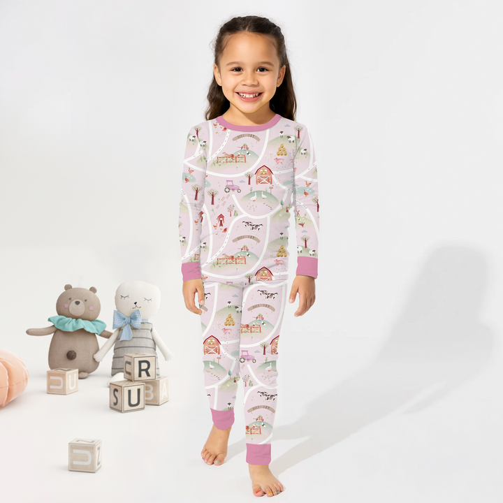 Farm Meadow Route Map Two Piece Long Sleeve Pajama Set