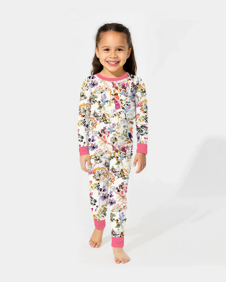 Conjunto de pijama de dos piezas de manga larga de bambú Autumn Meadow Botanicals
