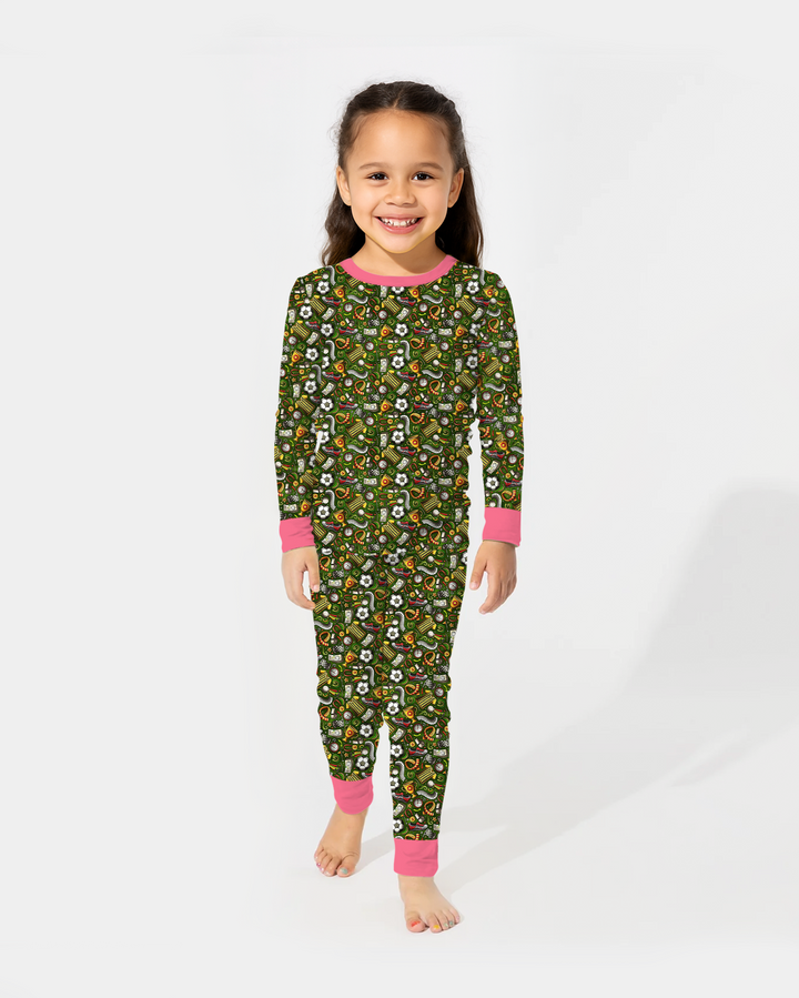 Green Soccer All-Star Bamboo Two Piece Long Sleeve Pajama Set