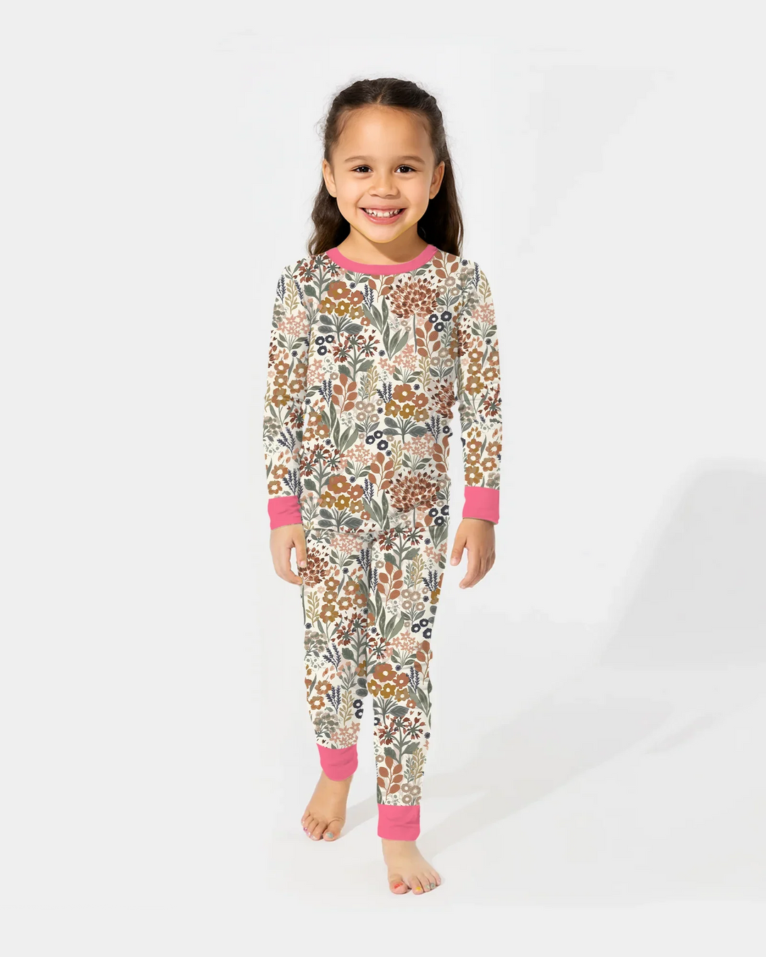 Conjunto de pijama de dos piezas de manga larga de bambú Autumn Meadow Botanicals