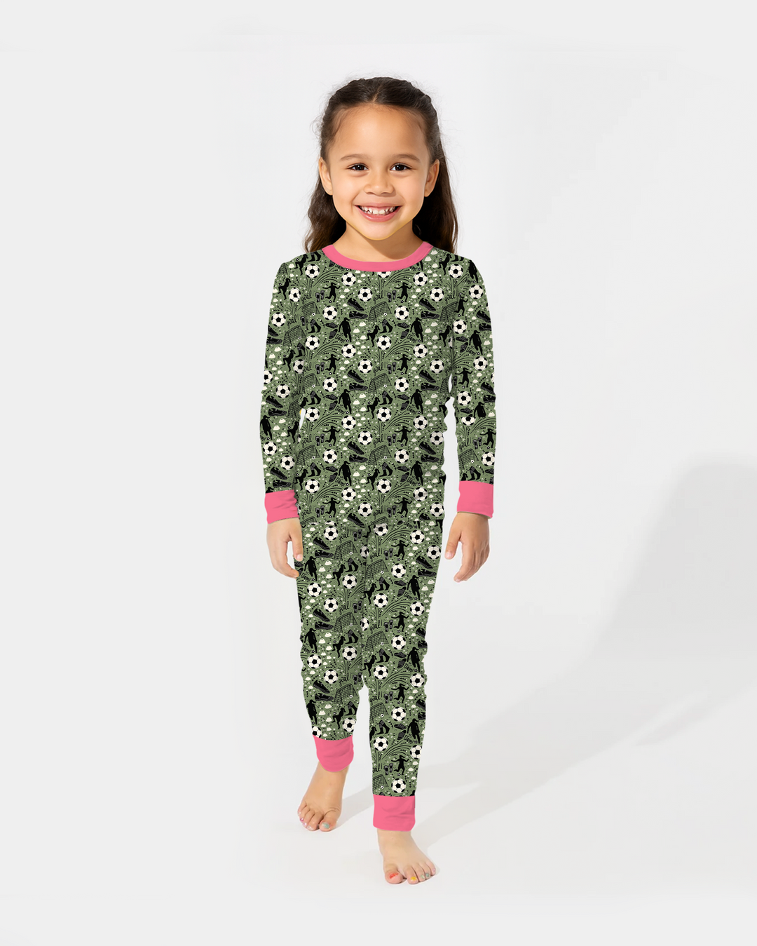 Sage Green Soccer Dreams Bamboo Two Piece Long Sleeve Pajama Set