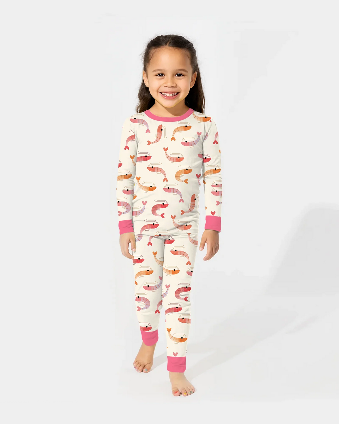 Sweet Shrimp Parade  Bamboo Two Piece Long Sleeve Pajama Set