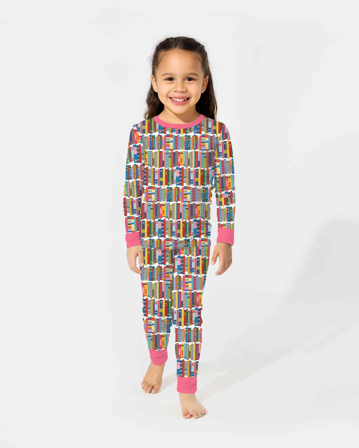 Rainbow Bookshelf Bamboo Two Piece Long Sleeve Pajama Set