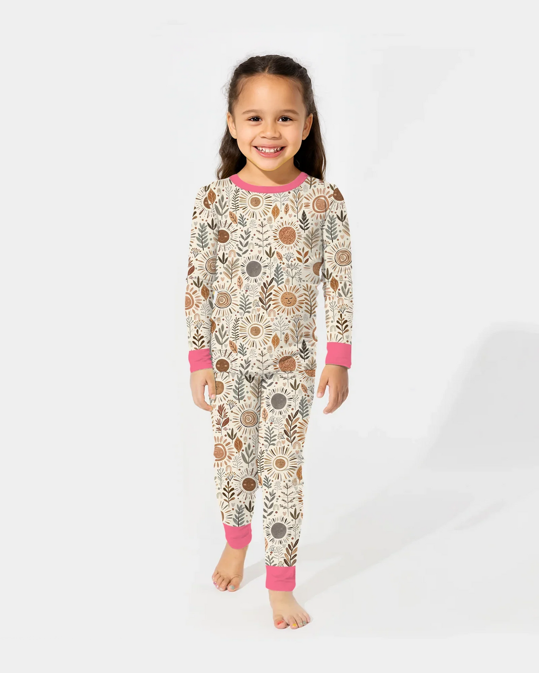 Boho Sunshine Garden Bamboo Two Piece Long Sleeve Pajama Set