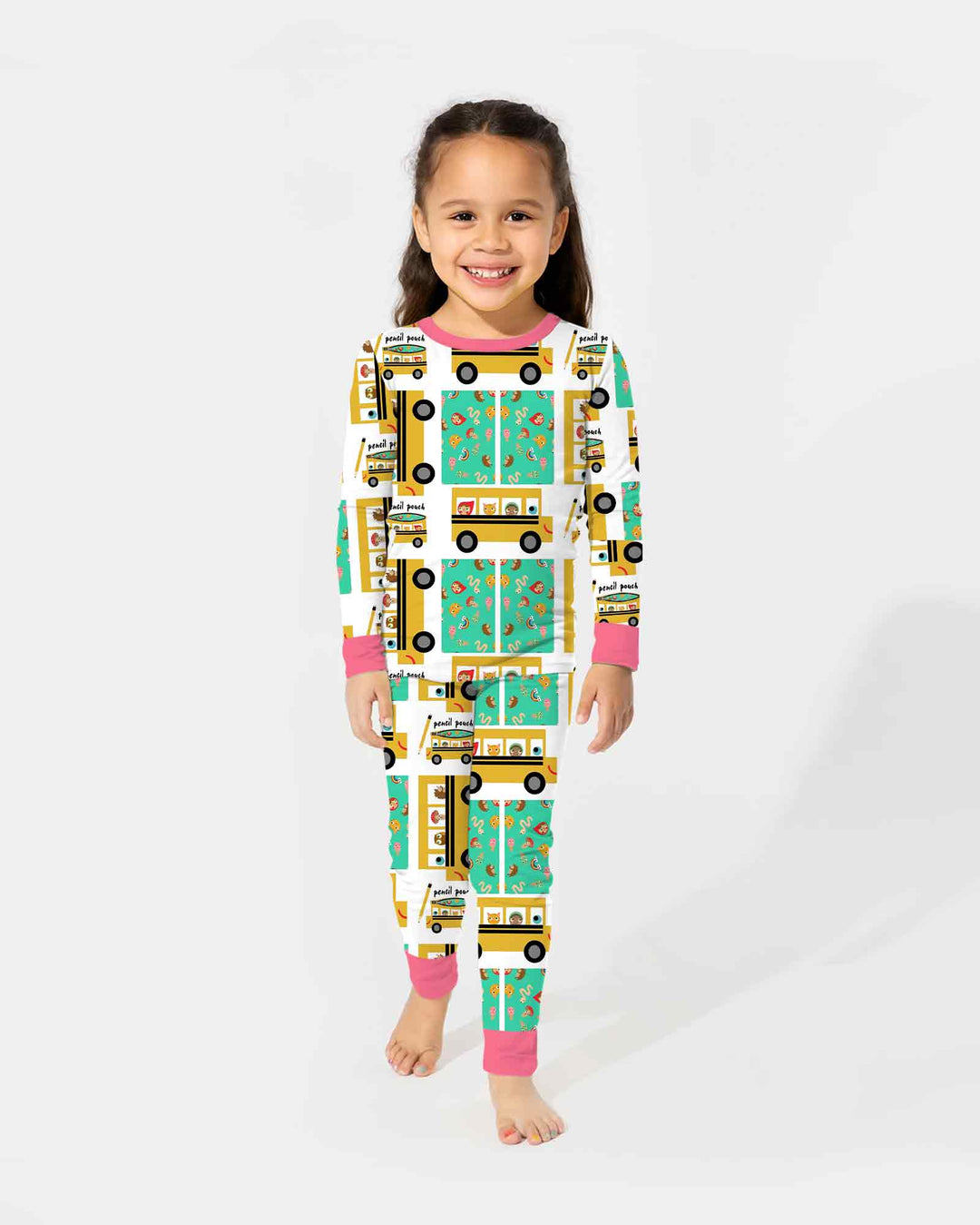 School Bus Adventures Bamboo Two Piece Long Sleeve Pajama Set