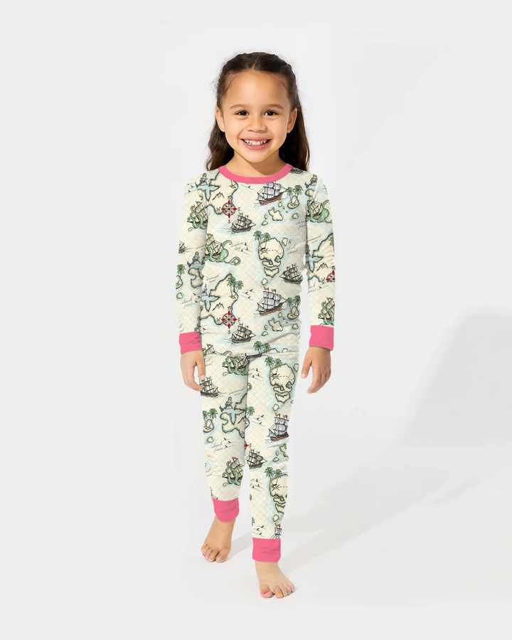 Pirate Treasure Map Quest  Bamboo Two Piece Long Sleeve Pajama Set