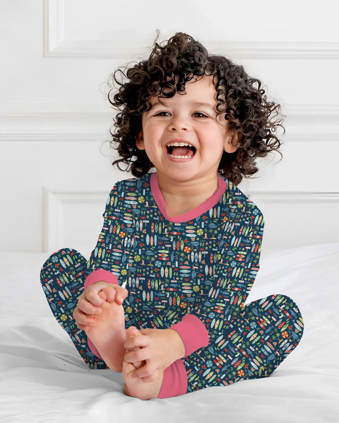 Endless Summer Surf Bamboo Two Piece Long Sleeve Pajama Set
