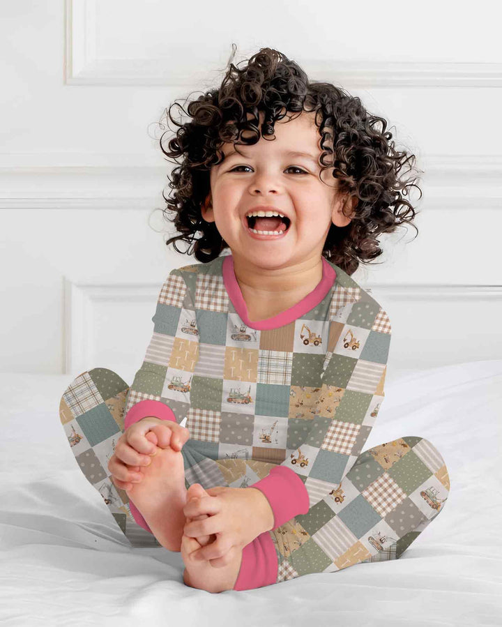 Construction Trucks Bamboo Two Piece Long Sleeve Pajama Set