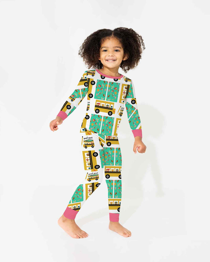 School Bus Adventures Bamboo Two Piece Long Sleeve Pajama Set