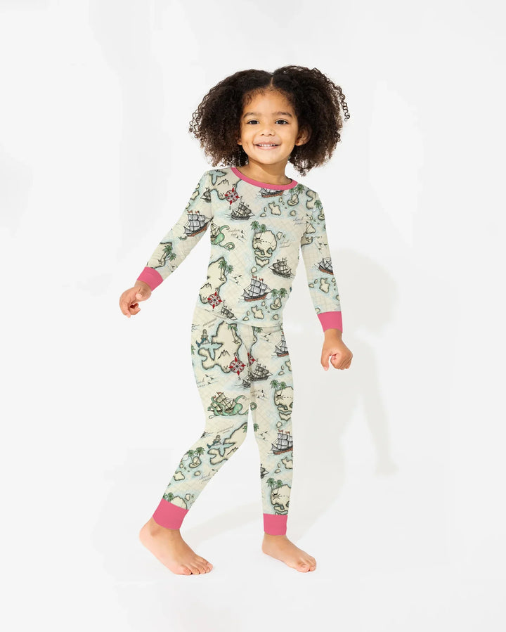 Pirate Treasure Map Quest  Bamboo Two Piece Long Sleeve Pajama Set