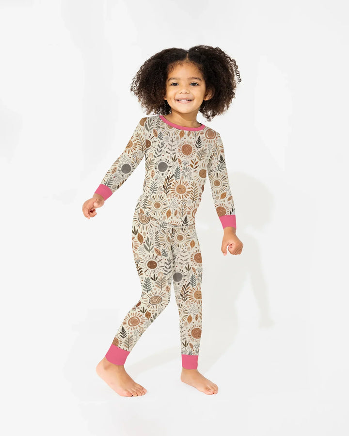 Boho Sunshine Garden Bamboo Two Piece Long Sleeve Pajama Set