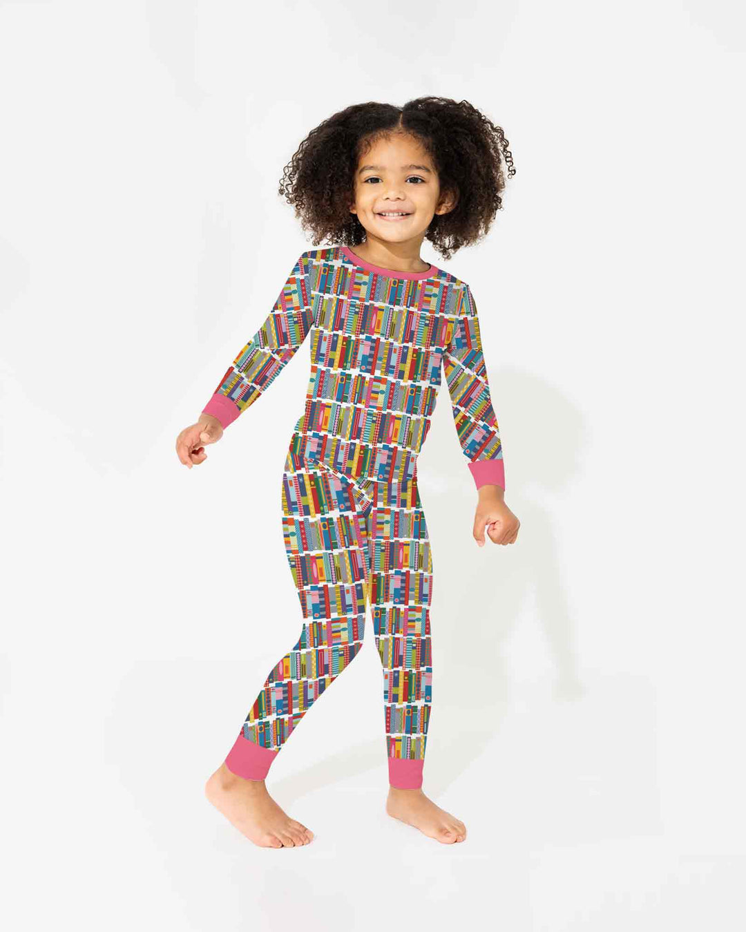 Rainbow Bookshelf Bamboo Two Piece Long Sleeve Pajama Set