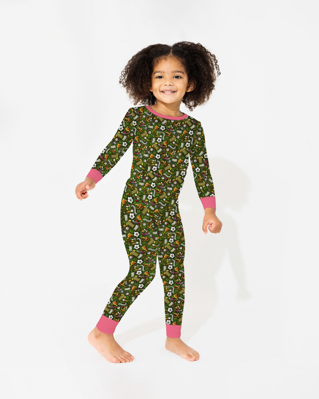 Green Soccer All-Star Bamboo Two Piece Long Sleeve Pajama Set
