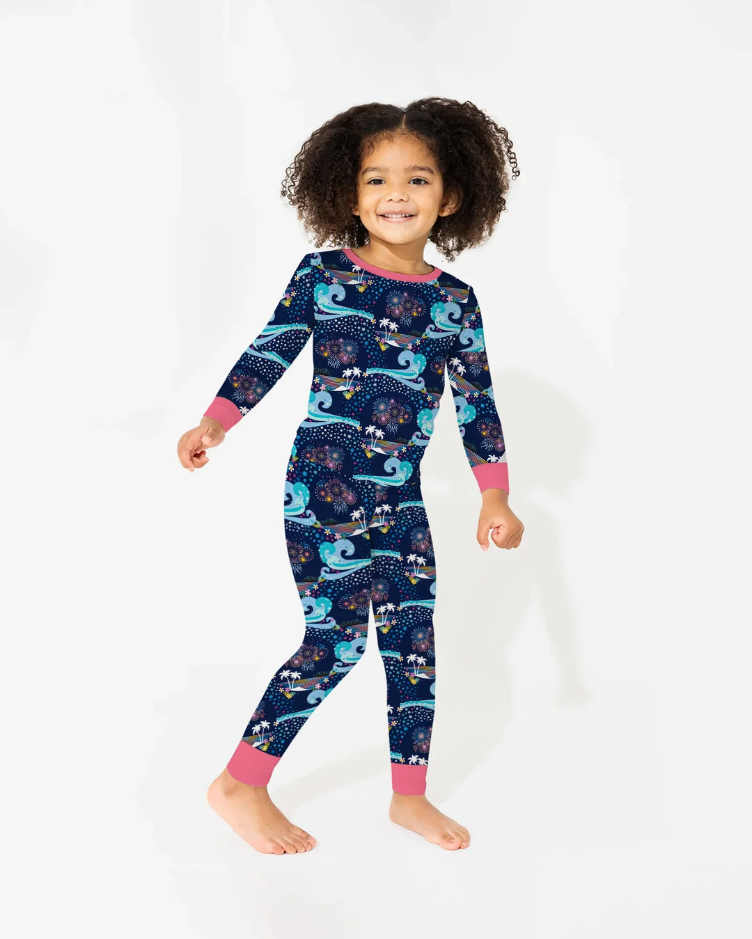 Starlit Surf Celebration Bamboo Two Piece Long Sleeve Pajama Set