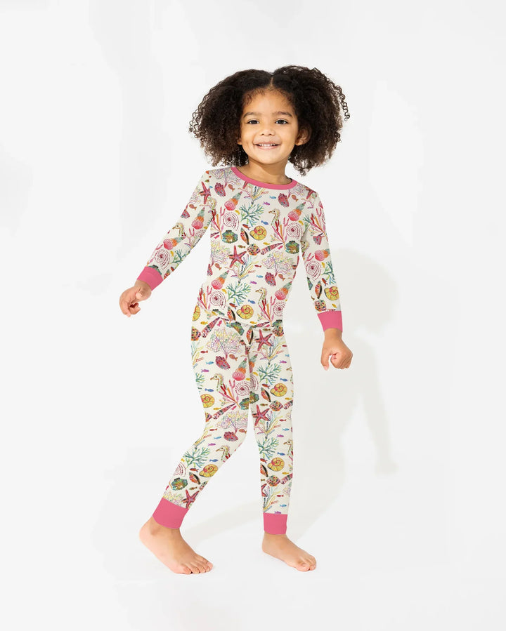 Tropical Reef Whimsy  Bamboo Two Piece Long Sleeve Pajama Set