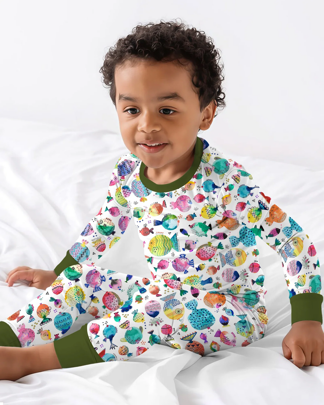 Rainbow Reef Fish Bamboo Two Piece Long Sleeve Pajama Set