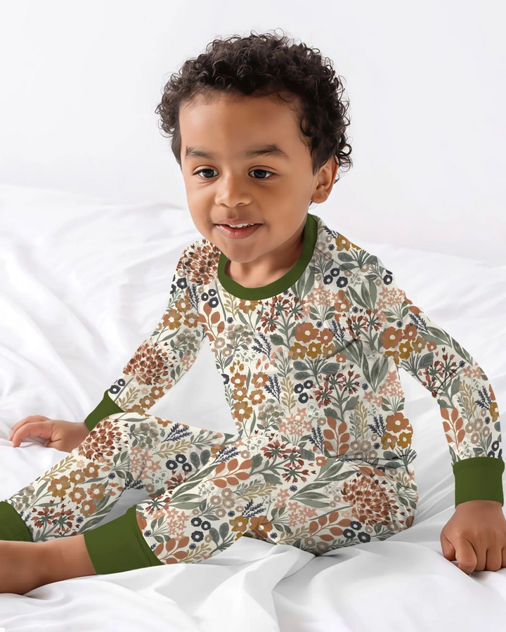 Conjunto de pijama de dos piezas de manga larga de bambú Autumn Meadow Botanicals
