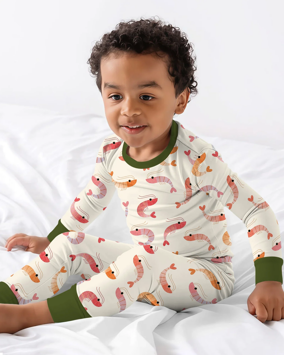 Sweet Shrimp Parade  Bamboo Two Piece Long Sleeve Pajama Set