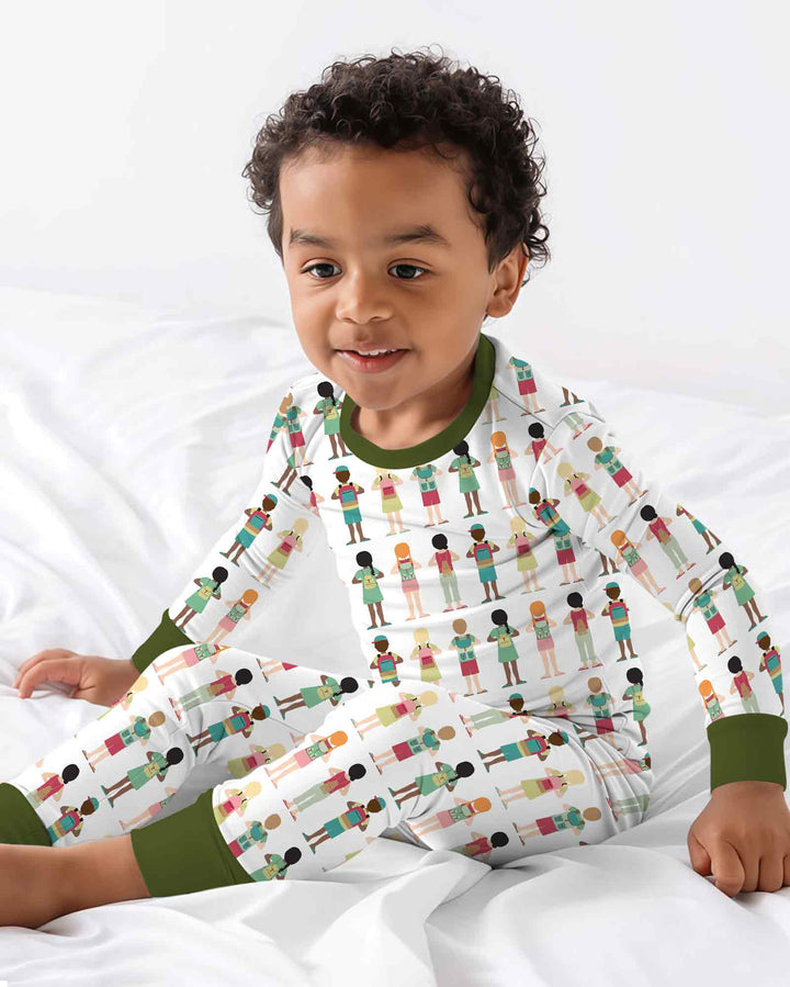 Conjunto de pijama de dos piezas de bambú con mangas largas, plantilla PERSONALIZADA