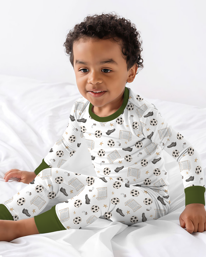 Little Soccer Star Bamboo Two Piece Long Sleeve Pajama Set