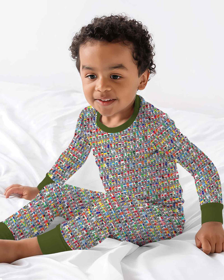 Conjunto de pijama de dos piezas de bambú con mangas largas, plantilla PERSONALIZADA