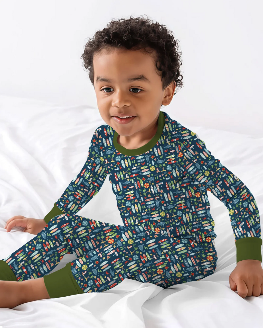 Endless Summer Surf Bamboo Two Piece Long Sleeve Pajama Set