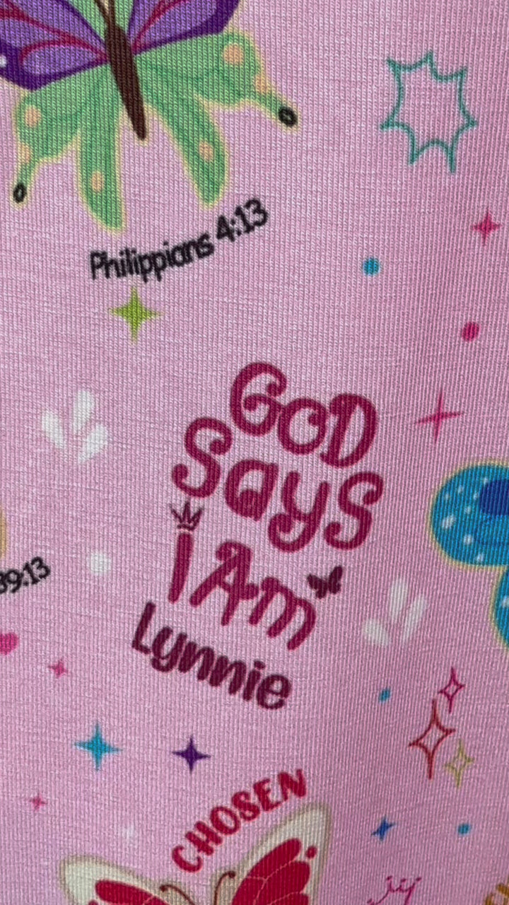 Custom Name God says I am Butterfly Two Piece Long Sleeve Pajama Set