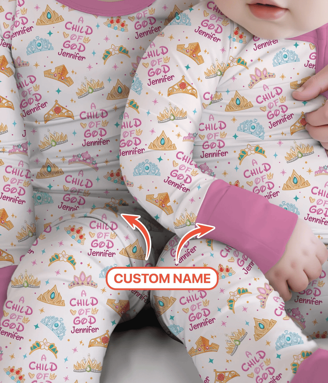 Princess A Child Of God Custom Name Two Piece Long Sleeve Pajama Set - Zumbamboo