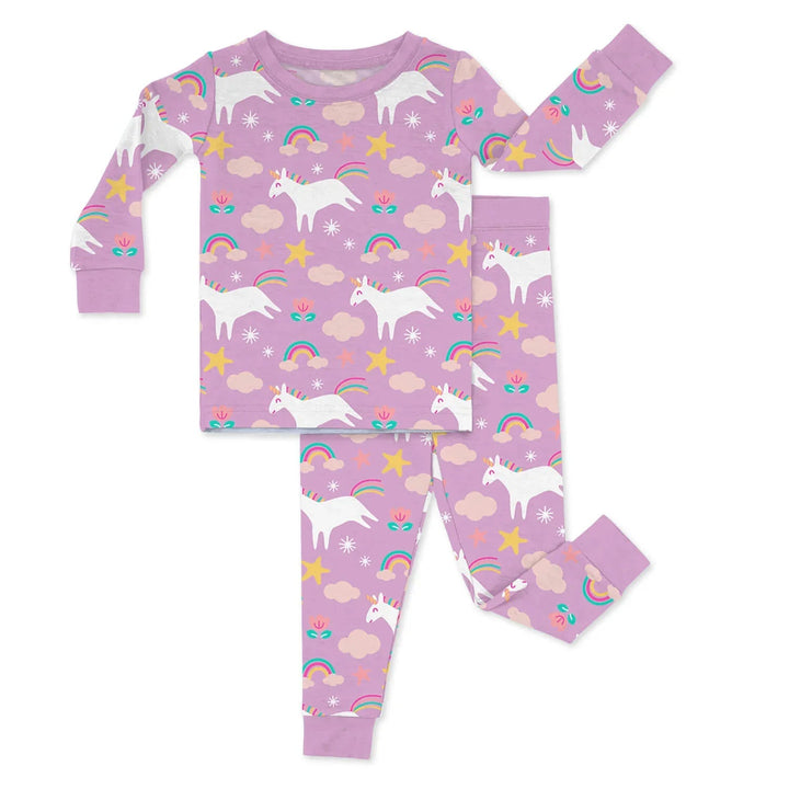 Purple Unicorns Two Piece Pajama Set - Zumbamboo