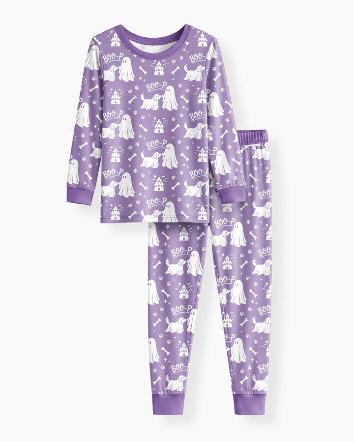Boo-p Ghost Dog Bamboo Two Piece Long Sleeve Pajama Set