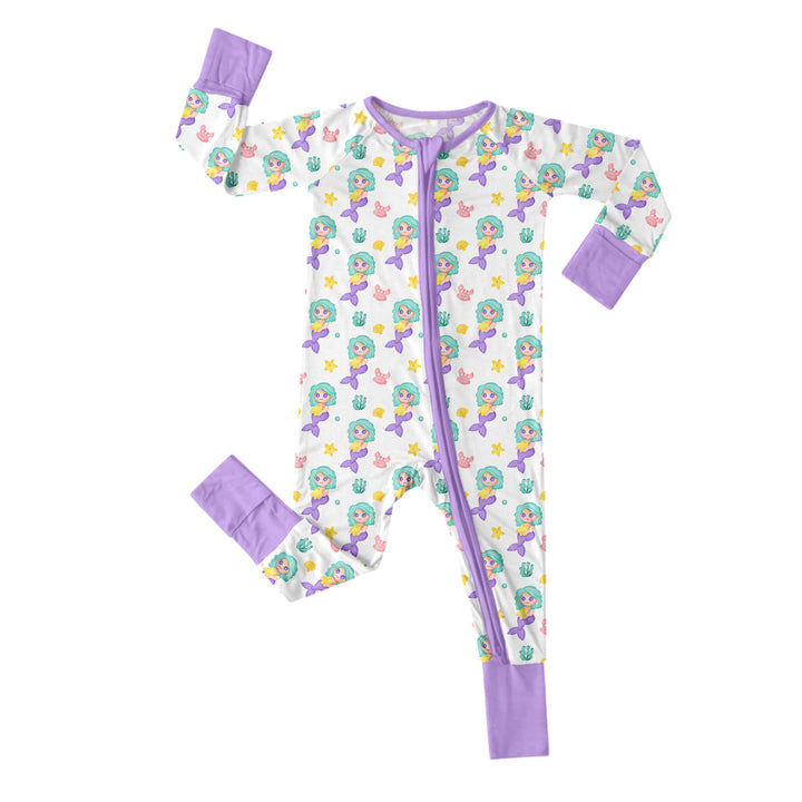 Purple Mermaids Convertible Zippered Romper