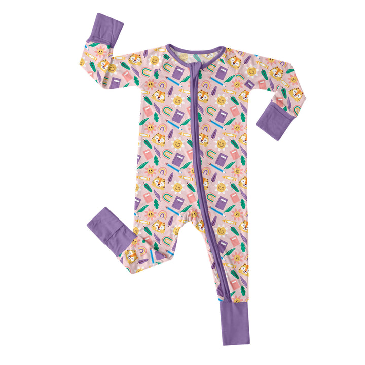 Purple School Convertible Zippered Romper