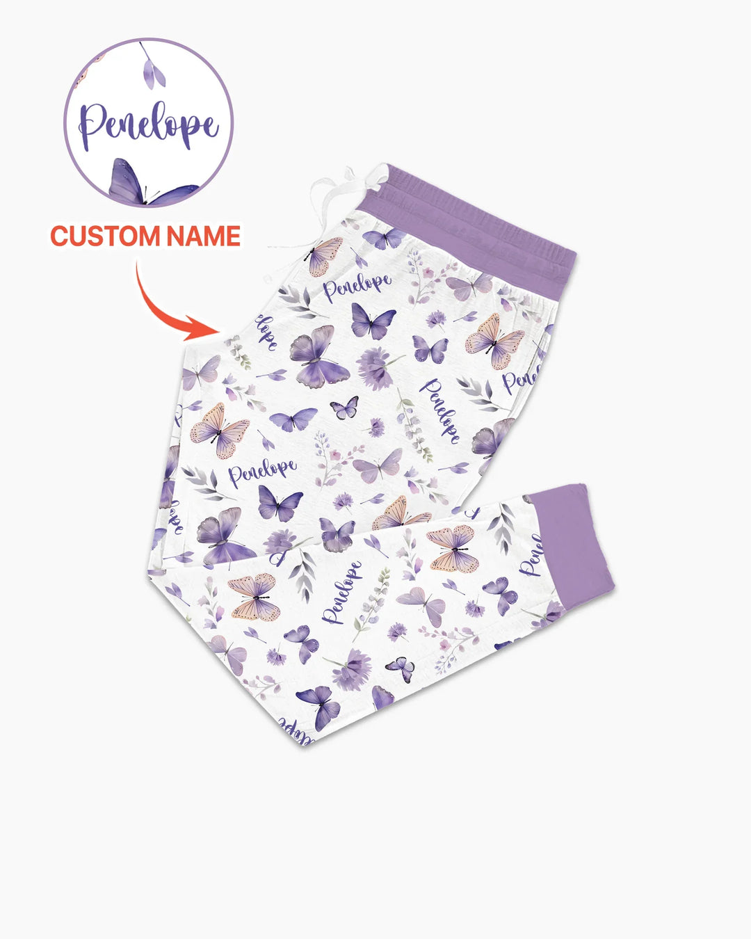 Custom Name Lilac Bloom Bamboo Women Pajama Set