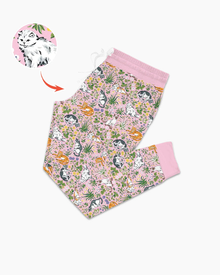 Conjunto de pijama de bambú a juego para mujer Kitten Garden
