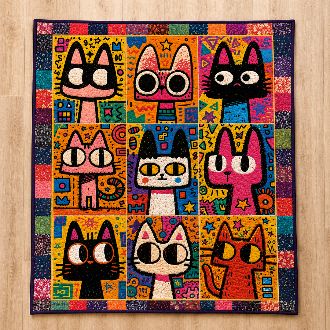 Meow Squad Quilt Bedding Bamboo Blanket