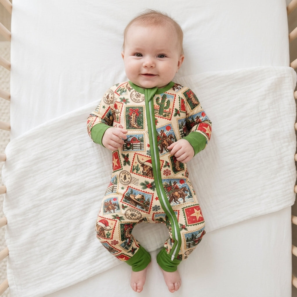 Western Christmas Stamps Bamboo Convertible Zippy