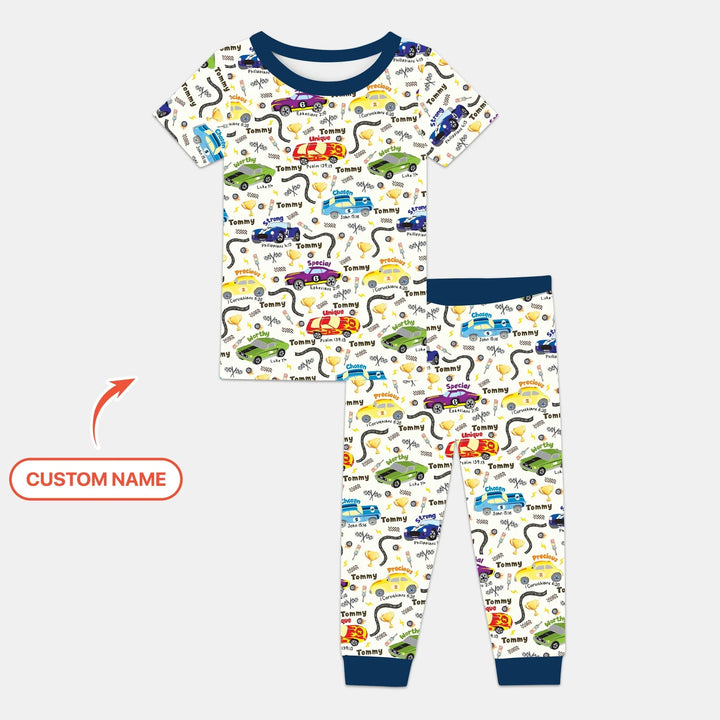 Racing Fun God Says I Am Custom Name Two Piece Short Sleeve Pajama Set - Zumbamboo
