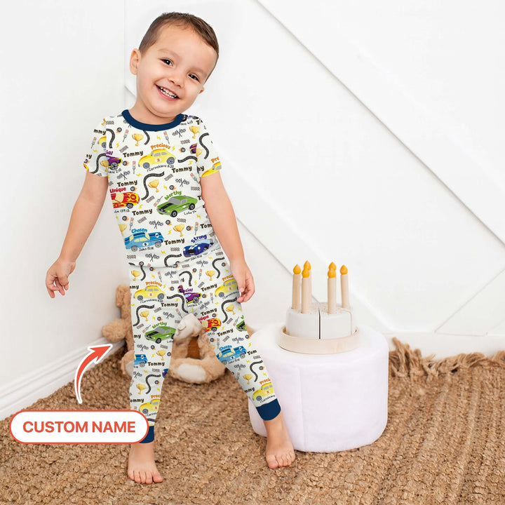 Racing Fun God Says I Am Custom Name Two Piece Short Sleeve Pajama Set - Zumbamboo