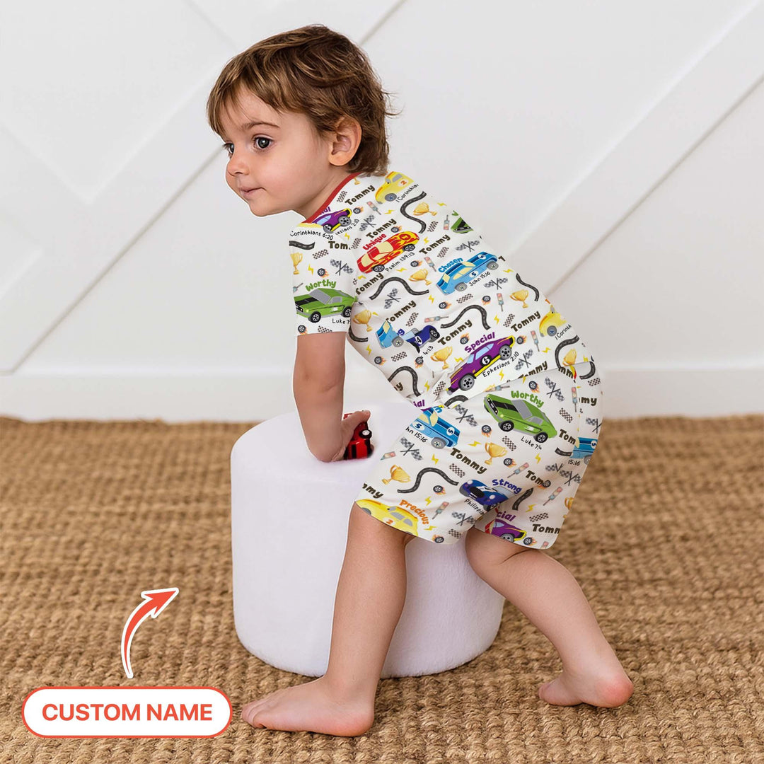 Racing Fun God Says I Am Custom Name Two Piece Short Sleeve Shorts Pajama Set - Zumbamboo