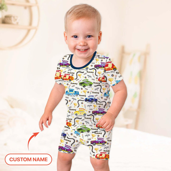 Racing Fun God Says I Am Custom Name Two Piece Short Sleeve Shorts Pajama Set - Zumbamboo