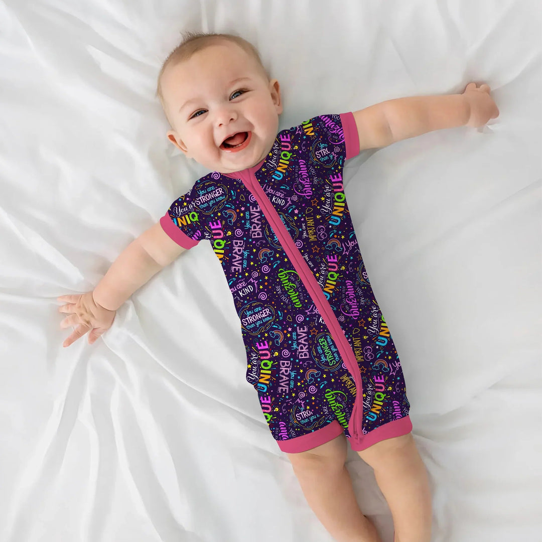 Rainbow Affirmations Shorty Zippy , Rainbow Affirmations Shorty Zippy - 0-3M