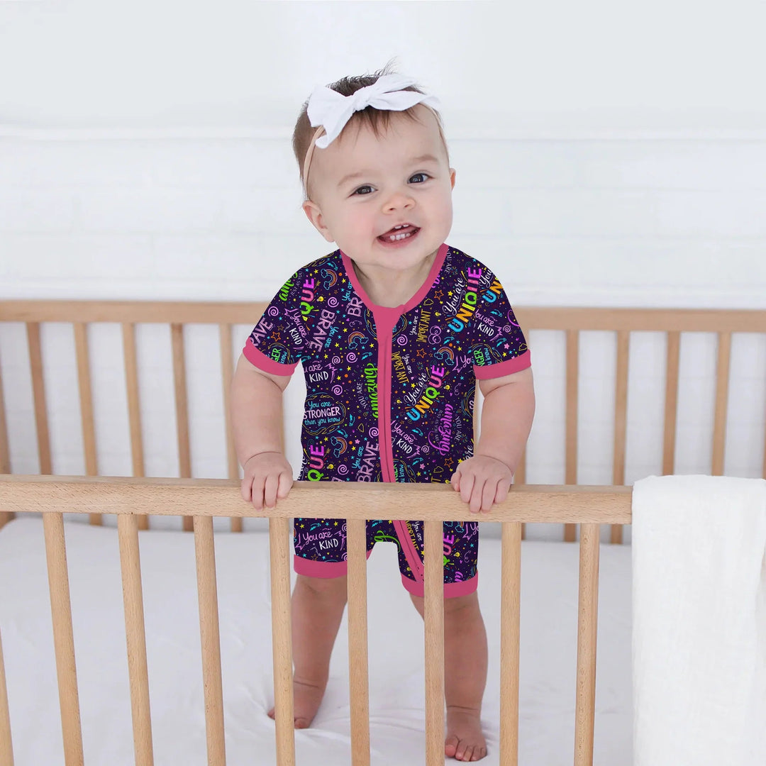 Rainbow Affirmations Shorty Zippy , Rainbow Affirmations Shorty Zippy - 0-3M