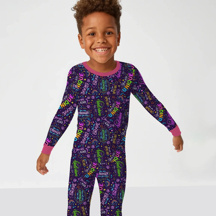 Rainbow Affirmations Two Piece Long Sleeve Pajama Set , Rainbow Affirmations Two Piece Long Sleeve Pajama Set - 12-18M