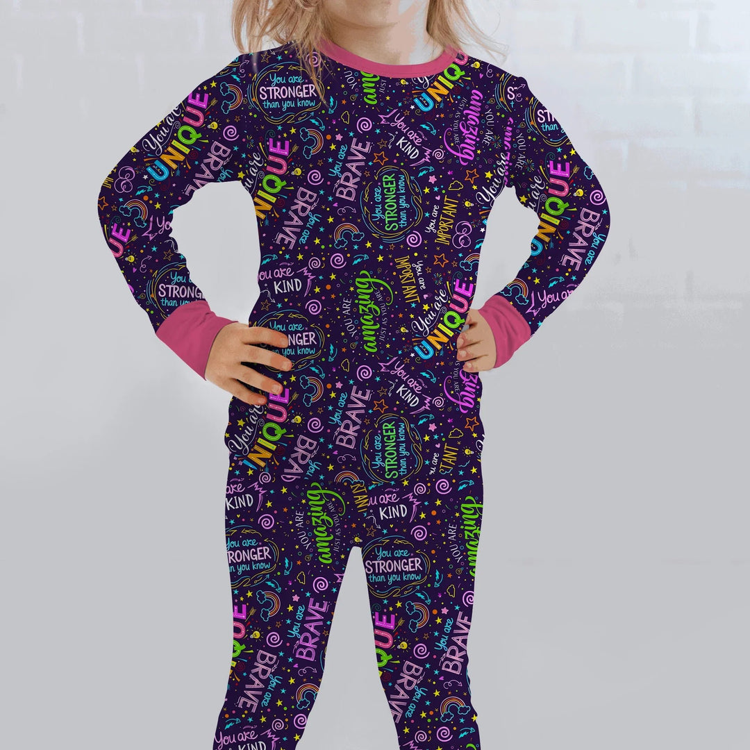 Rainbow Affirmations Two Piece Long Sleeve Pajama Set , Rainbow Affirmations Two Piece Long Sleeve Pajama Set - 12-18M
