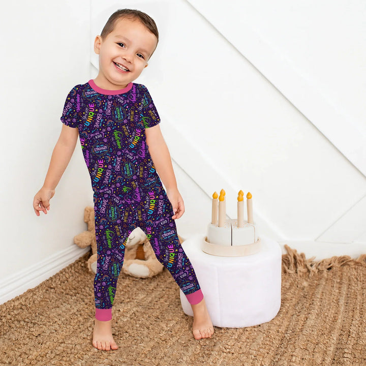 Rainbow Affirmations Two Piece Short Sleeve Pajama Set , Rainbow Affirmations Two Piece Short Sleeve Pajama Set - 12-18M