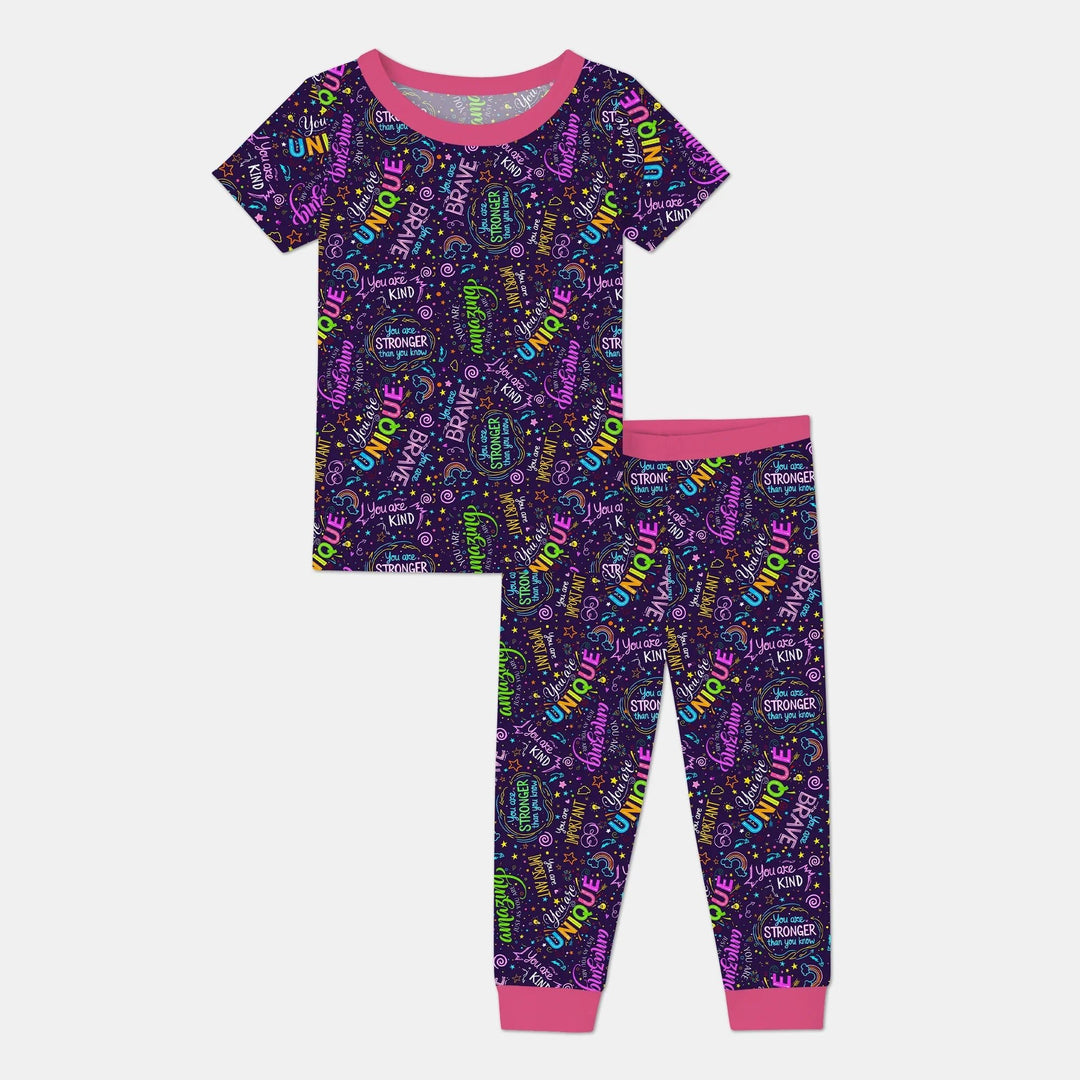 Rainbow Affirmations Two Piece Short Sleeve Pajama Set , Rainbow Affirmations Two Piece Short Sleeve Pajama Set - 12-18M